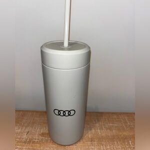 New Audi Skinny Water Bottle W/ Straw Grey New